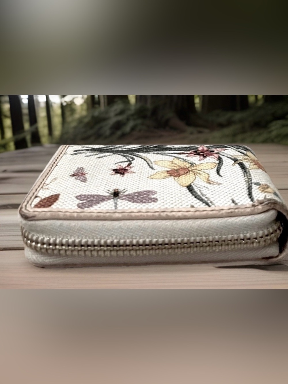 Gucci Floral Cream Canvas Continental Bamboo Tassel Zip Around Wallet Dust bag - Picture 6 of 9